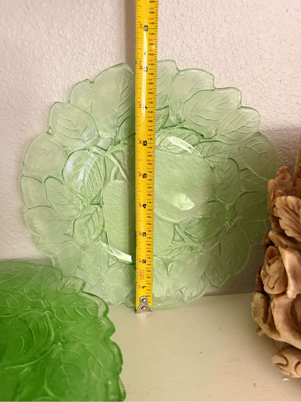 VTG Uranium Depression Green Indiana Glass Avocado Pear Dessert Plates Set of 6 - Picture 3 of 3